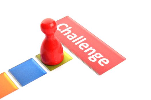challenge business success concept with pawn on white