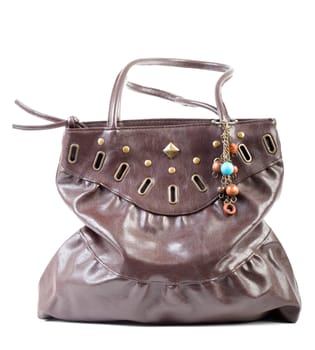 Female leather handbag. Isolated on white background