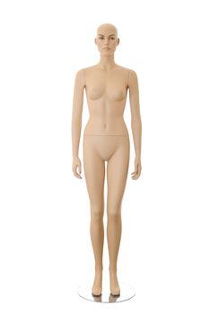 Detailed female mannequin without clothes. Isolated on white background