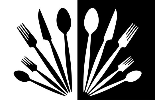 A set of tableware black and white