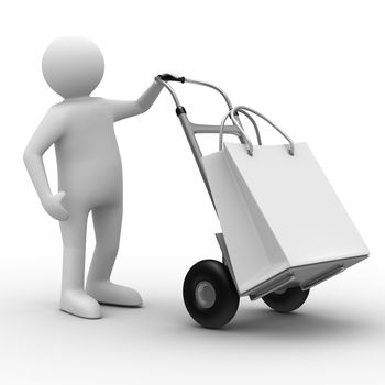 hand truck on white background. Isolated 3D image