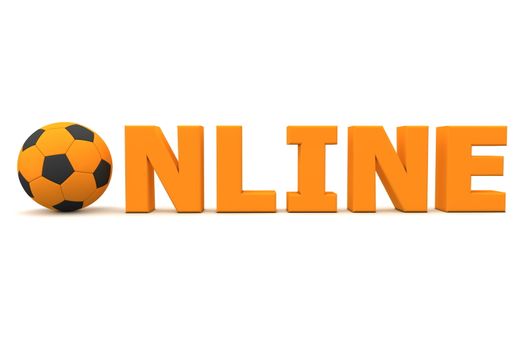 classic football/soccer ball with word Online in orange - Ball is replacing letter O