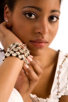 African girl with her gem in the studio