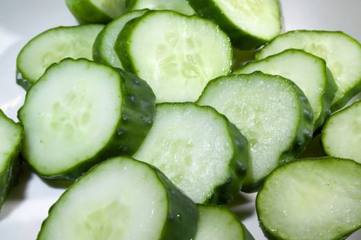 Sliced cucumbers ready to eat or use in cooking