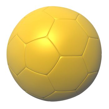 Gold Soccer ball isolated on white background. Photo-realistic 3D rendering.