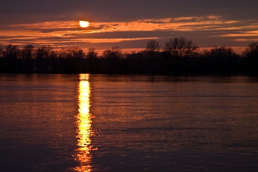 view series: spring high water river sunset