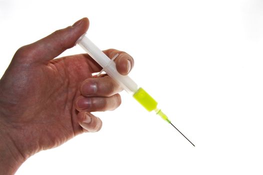 Syringe in hand