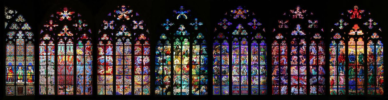 St. Vitus Cathedral stained glass window collection, Prague, Czech Republic