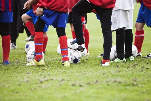 Close up of Young Soccer Players legs