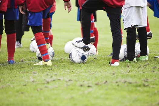 Close up of Young Soccer Players legs