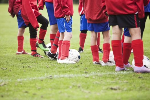 Close up of Young Soccer Players Legs