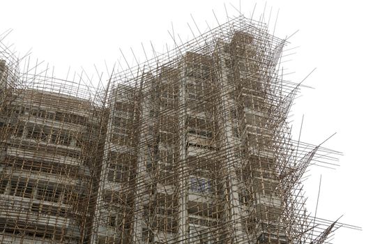 bamboo scaffolding in construction site
