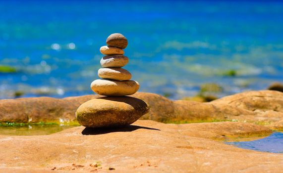 Stone composition on the stone beach