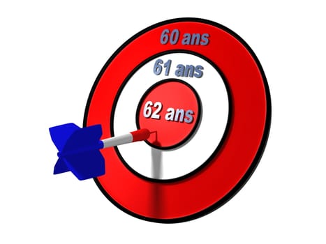 Target with different retirement ages and a french dart in the centre