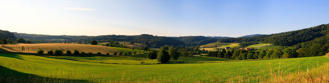 sumer landscape at Germany wiht blue sky and mountain