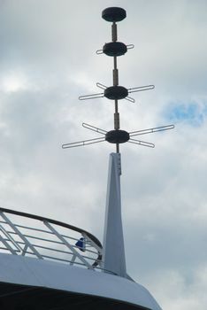 stock pictures of antennas used for telecommunications on a cruise ship
