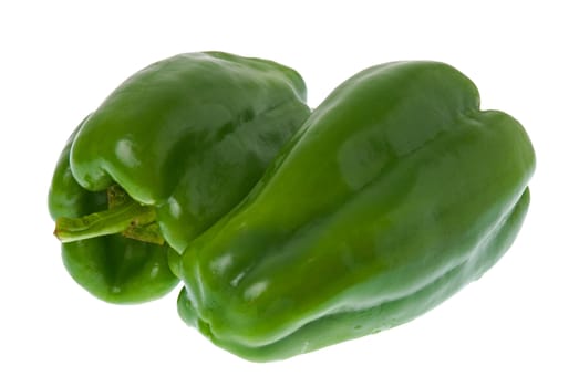 Green pepper on white background close up isolated on white background.