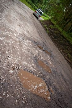 Famous Costa Rica potholes on rugged dirt road