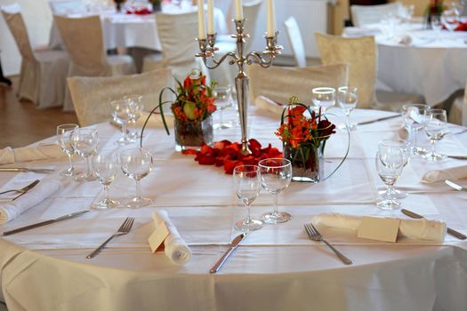 covered table in the restaurant