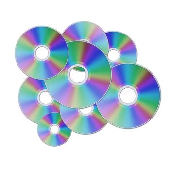 some cd discs over white background