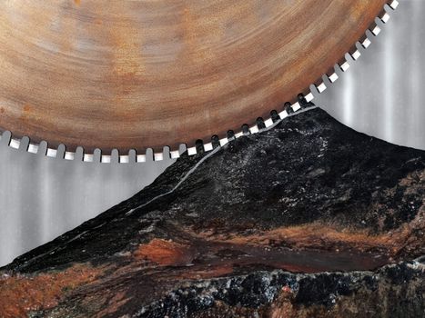 stone-processing industry theme with rock and circular saw 
