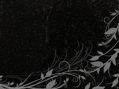 floral decoration at black granite gravestone, copyspace 
