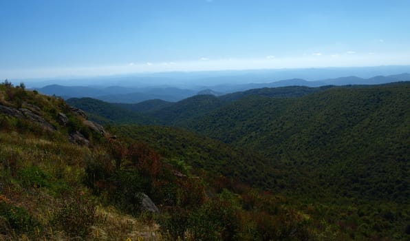 View along the Art Loeb Trail in the Shining Rock Area of the Pisgah Forest in North Carolina.