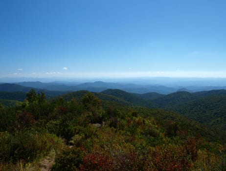 View along the Art Loeb Trail in the Shining Rock Area of the Pisgah Forest in North Carolina.