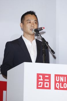 Kousaka Takeshi (高坂武史), CEO of UNIQLO in Taiwan, attended UNIQLO opening press meeting on Sep.6, 2010 in Taipei.