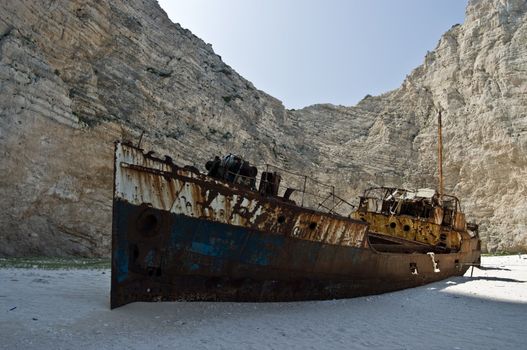 Navagio Beach, or the Shipwreck Bay,  an isolated sandy cove on Zakynthos Island - one of the most famous beaches in Greece.