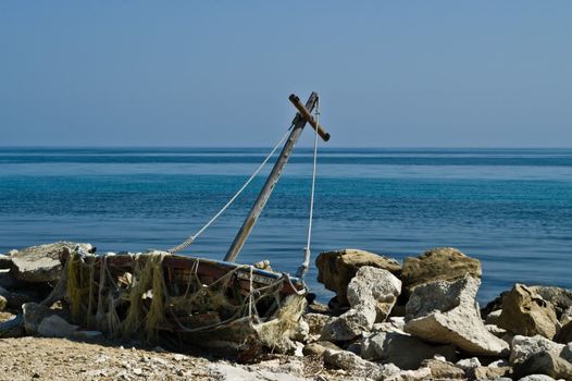 Old fishing boat, Zakynthos Island, Greece.