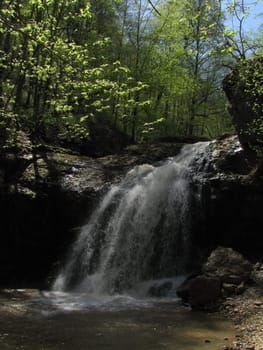 Falls; the river; a stream; water; a moisture; beauty; Caucasus