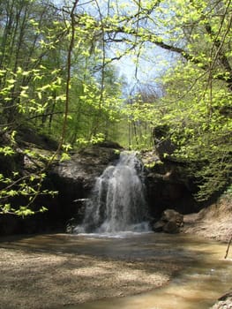 Falls; the river; a stream; water; a moisture; beauty; Caucasus; Russia