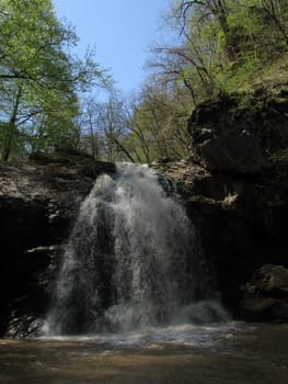 Falls; the river; a stream; water; a moisture; beauty; Caucasus; Russia