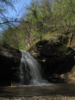 Falls; the river; a stream; water; a moisture; beauty; Caucasus