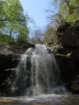 Falls; the river; a stream; water; a moisture; beauty; Caucasus