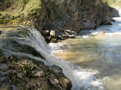 Falls; the river; a stream; water; a moisture; beauty; Caucasus