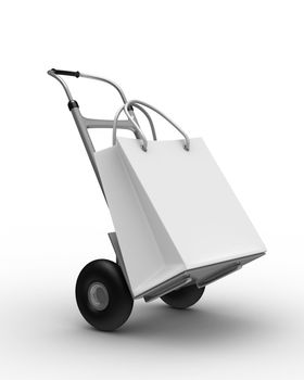 hand truck on white background. Isolated 3D image