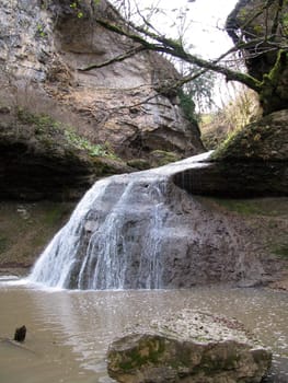 Mountains; caucasus; falls; the river; a stream; splashes; a moisture; a stream; water; rocks; a relief