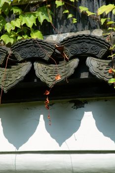 The close up of roof tiles of Chinese architecture 