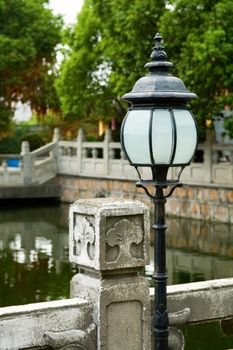 The classic lamppost in Chinese temple, zhouzhuang