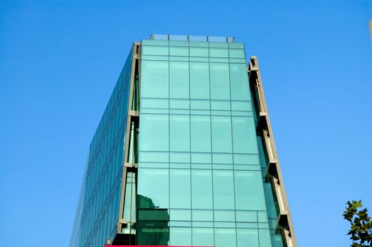 The external of glass building over blue sky