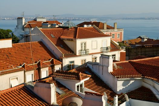 An aerial view on residential constructions of european city