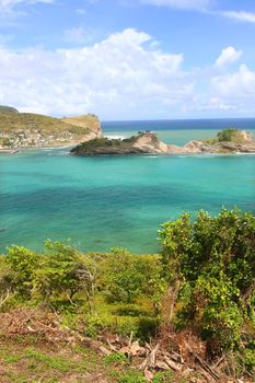 Picturesque view of Dennery Bay on the Caribbean island of Saint Lucia.