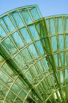 Abstract green glass of petals of lotus shaped architecture