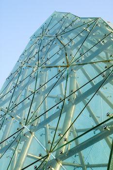 Abstract panels of green glass of architecture