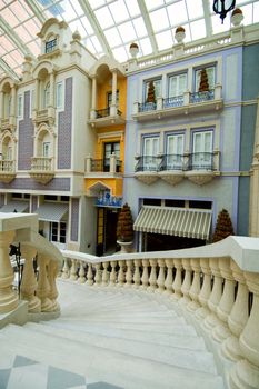 The stairs to the lobby of hotel