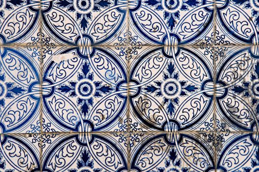 The abstract pattern of Portuguese painted tiles with interesting designs