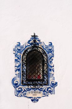 Decorated window of church in Aveiro, Portugal
