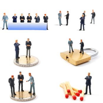 collection of small toy business man showing financial concept